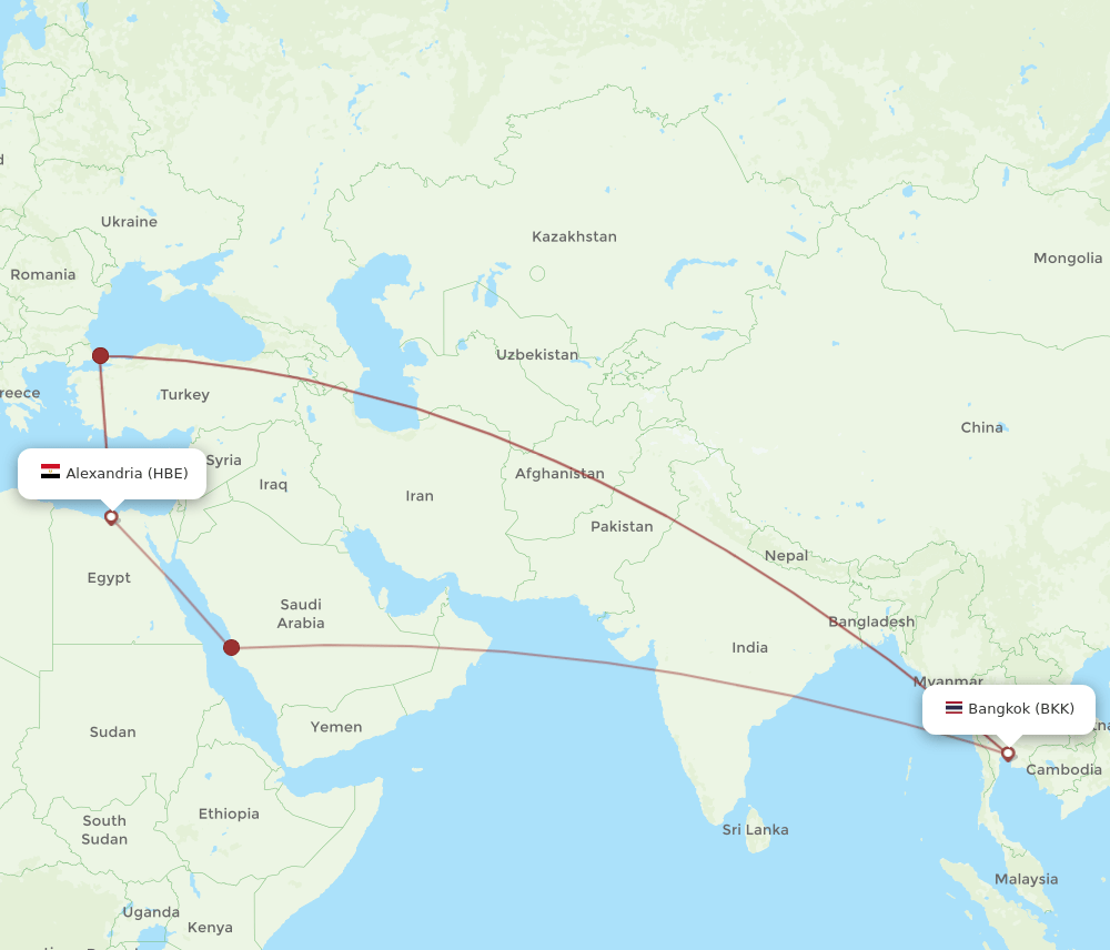 BKK-HBE flight routes