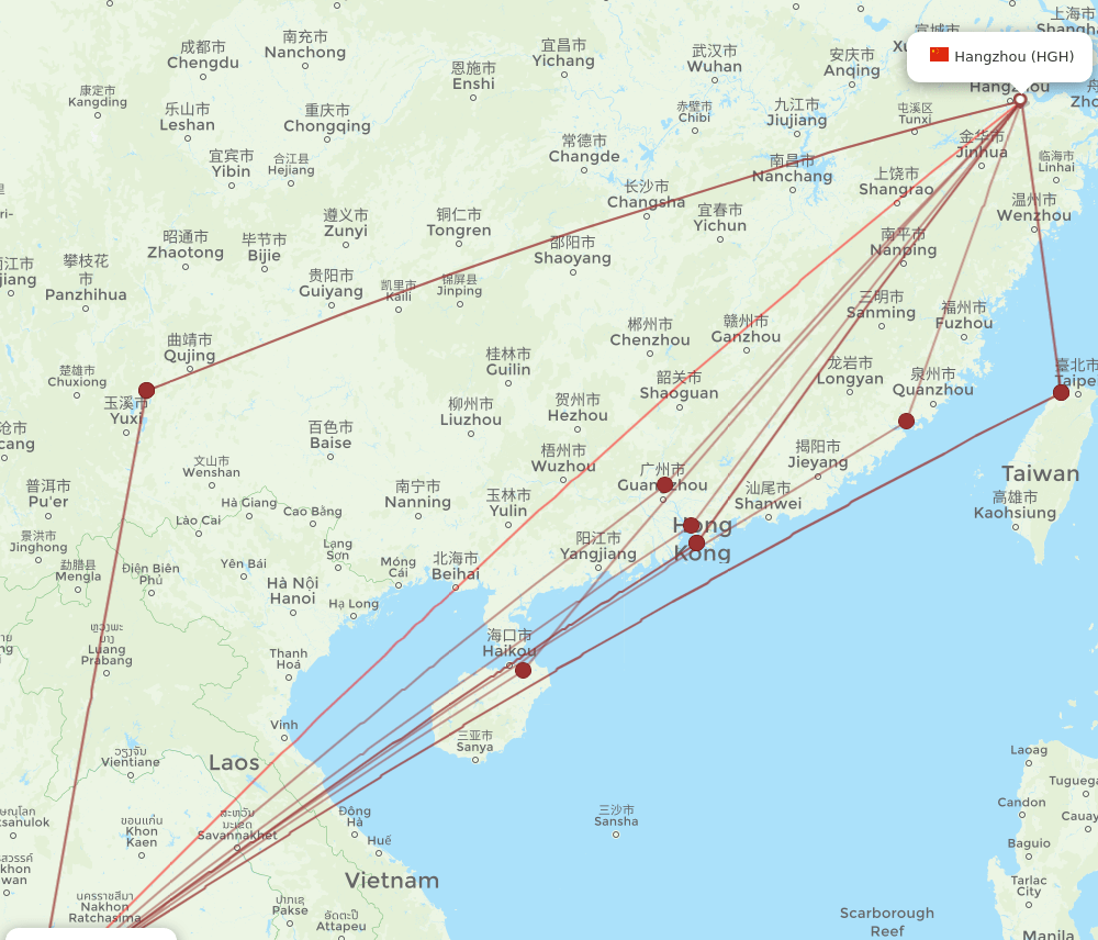 BKK-HGH flight routes