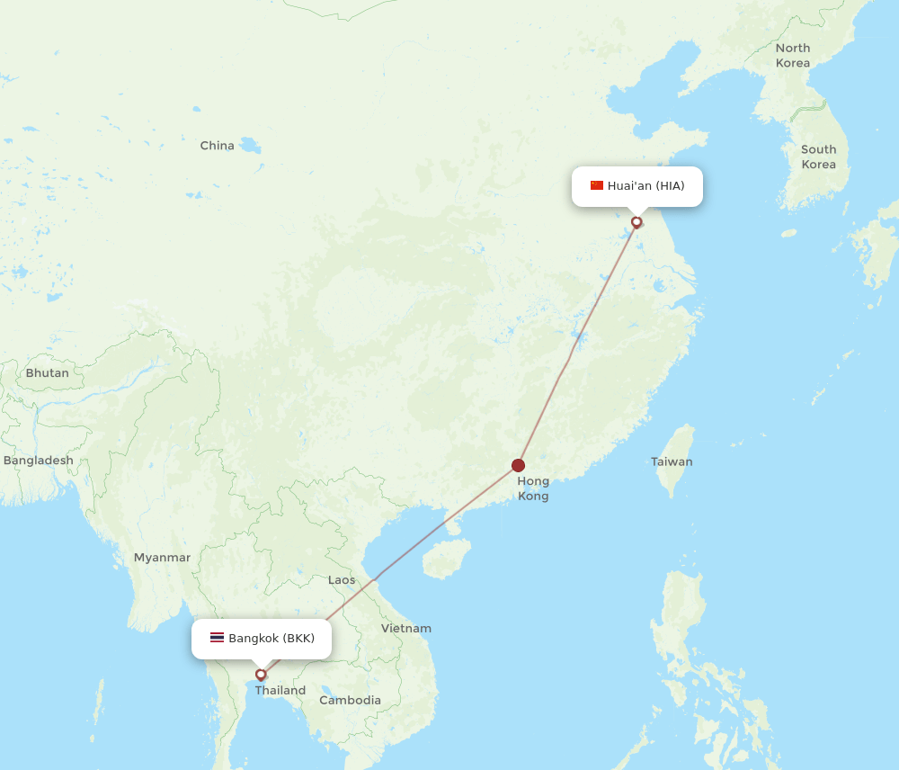 BKK to HIA flights and routes map