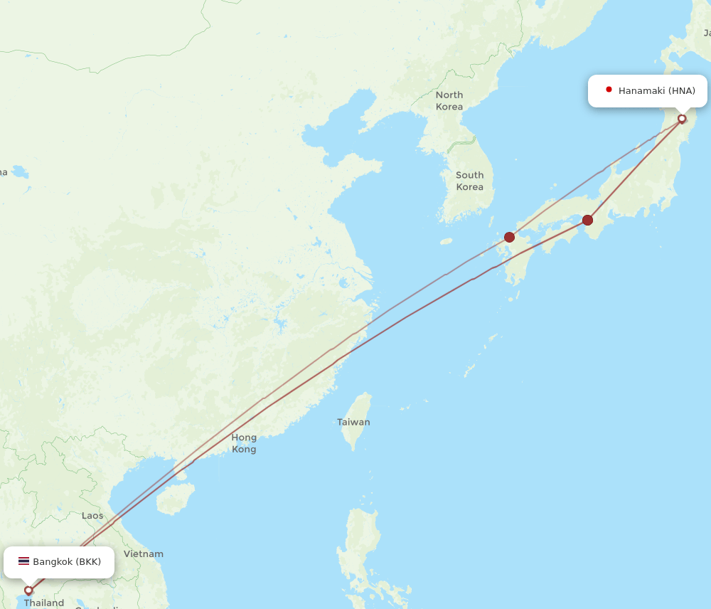 BKK-HNA flight routes