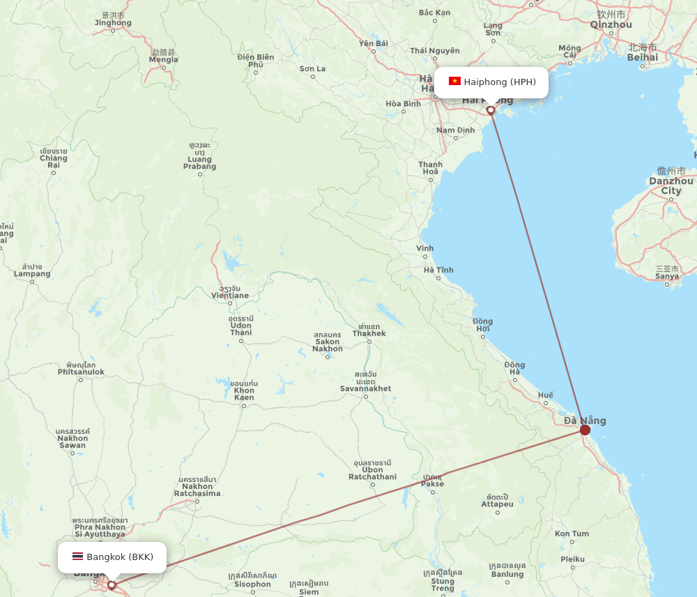 HPH to BKK flights and routes map