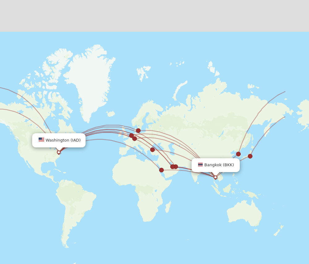 BKK to IAD flights and routes map