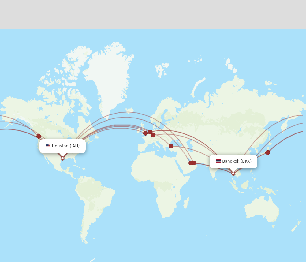 BKK to IAH flights and routes map