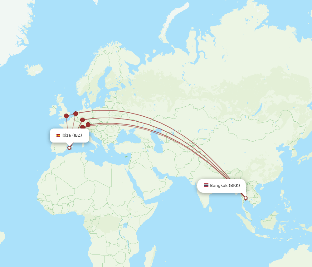 BKK-IBZ flight routes