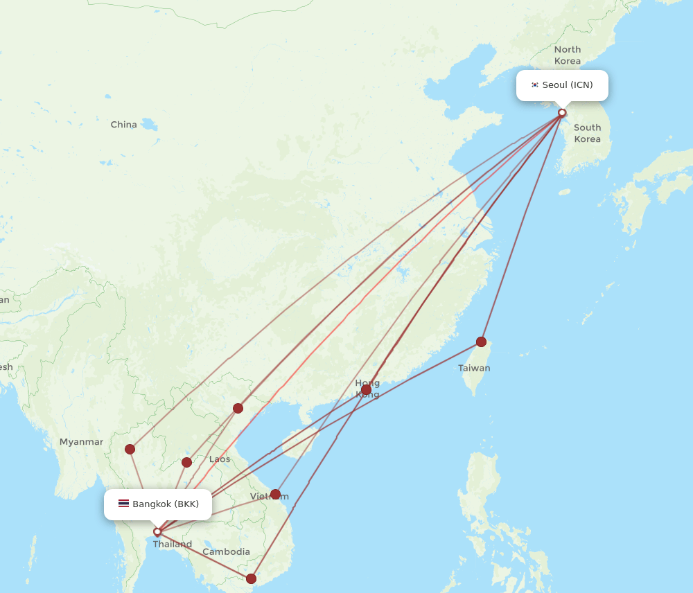 BKK-ICN flight routes