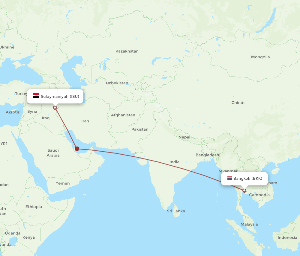 BKK-ISU flight routes