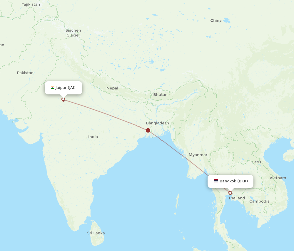 BKK-JAI flight routes