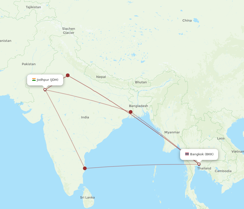 BKK-JDH flight routes