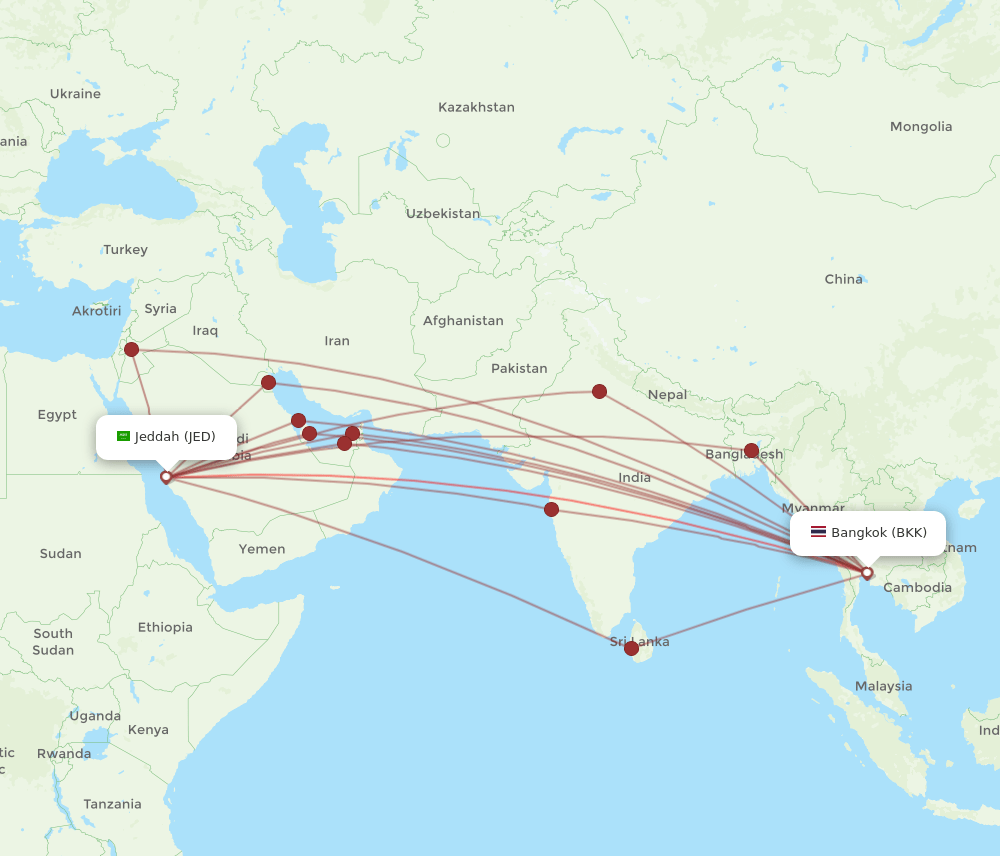 BKK-JED flight routes