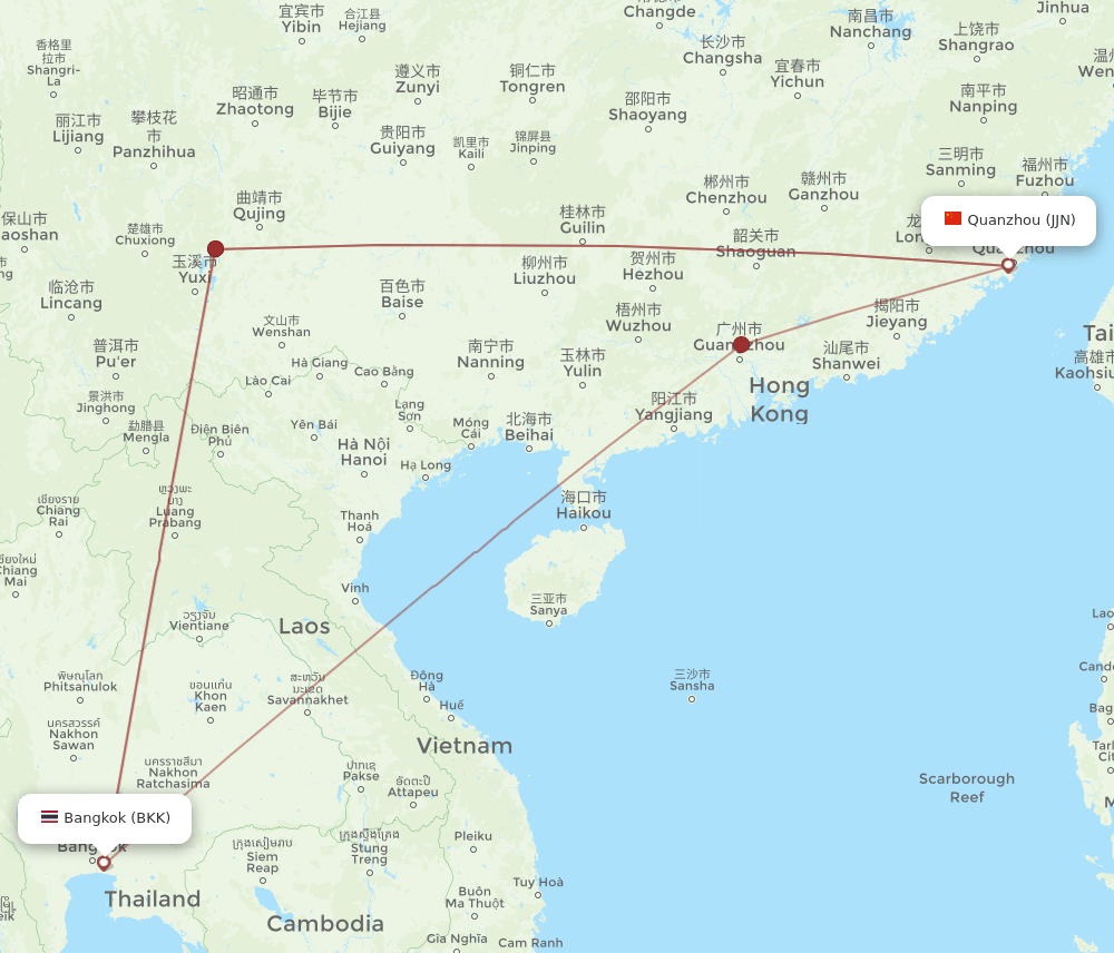 BKK-JJN flight routes