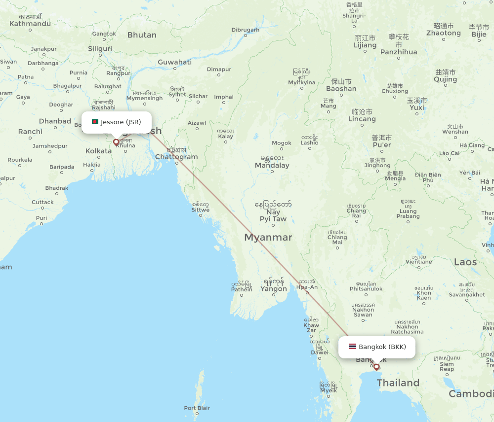 BKK-JSR flight routes