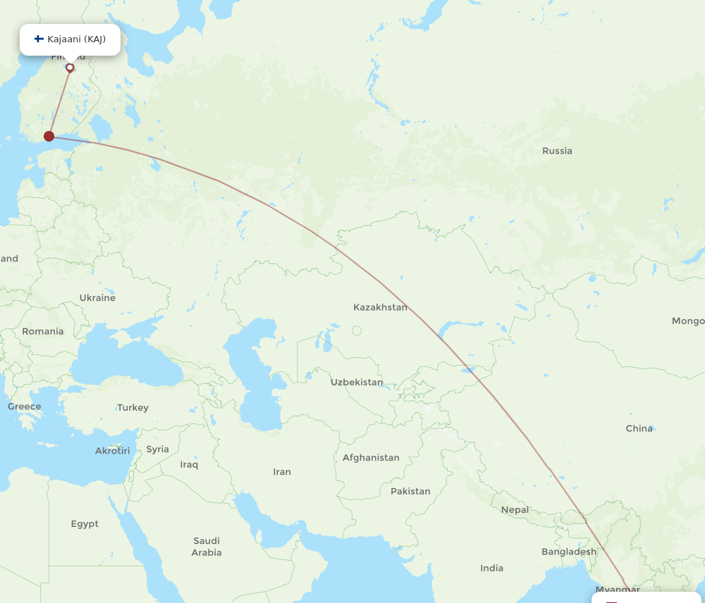 BKK-KAJ flight routes