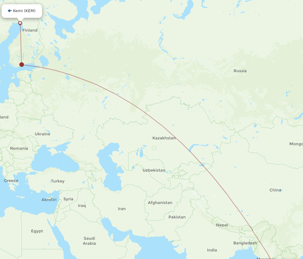BKK-KEM flight routes