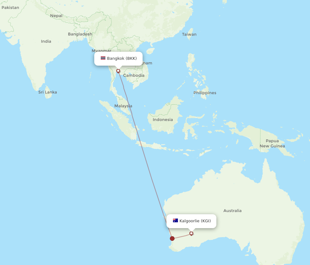 BKK to KGI flights and routes map