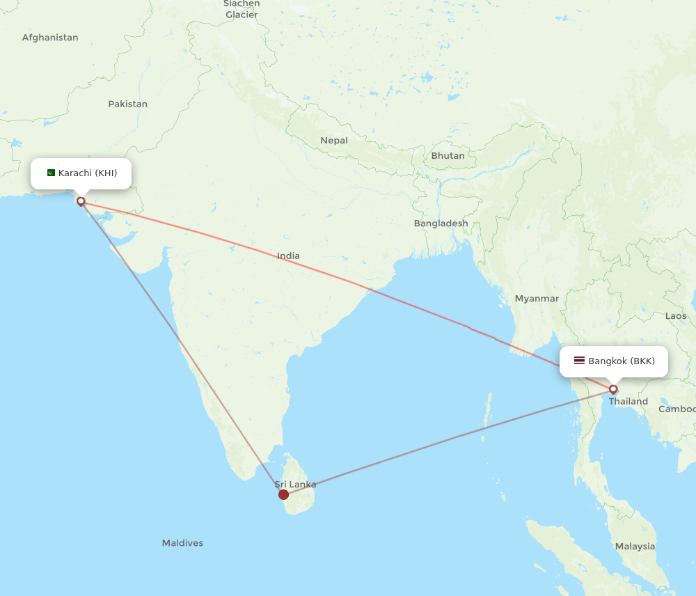 BKK-KHI flight routes