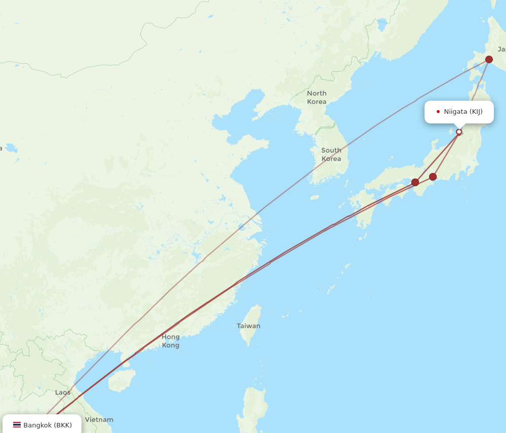 BKK to KIJ flights and routes map