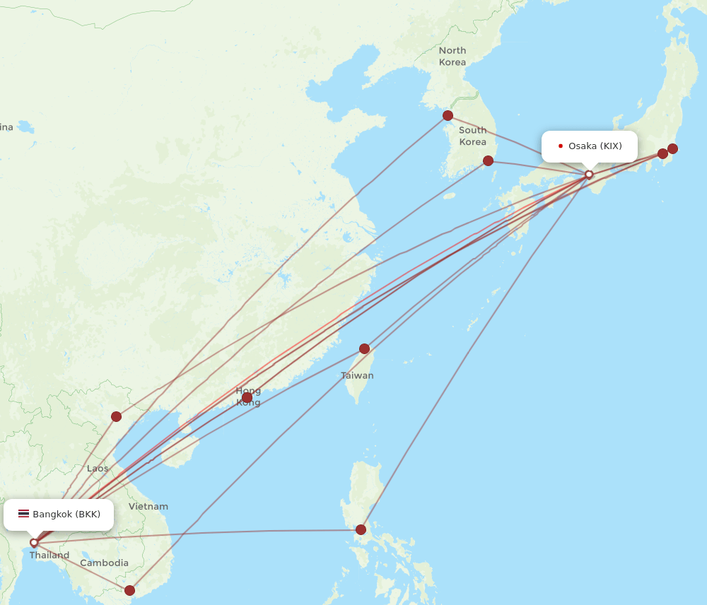 BKK-KIX flight routes