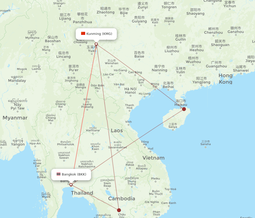 BKK-KMG flight routes