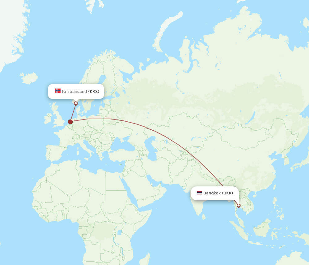 BKK-KRS flight routes