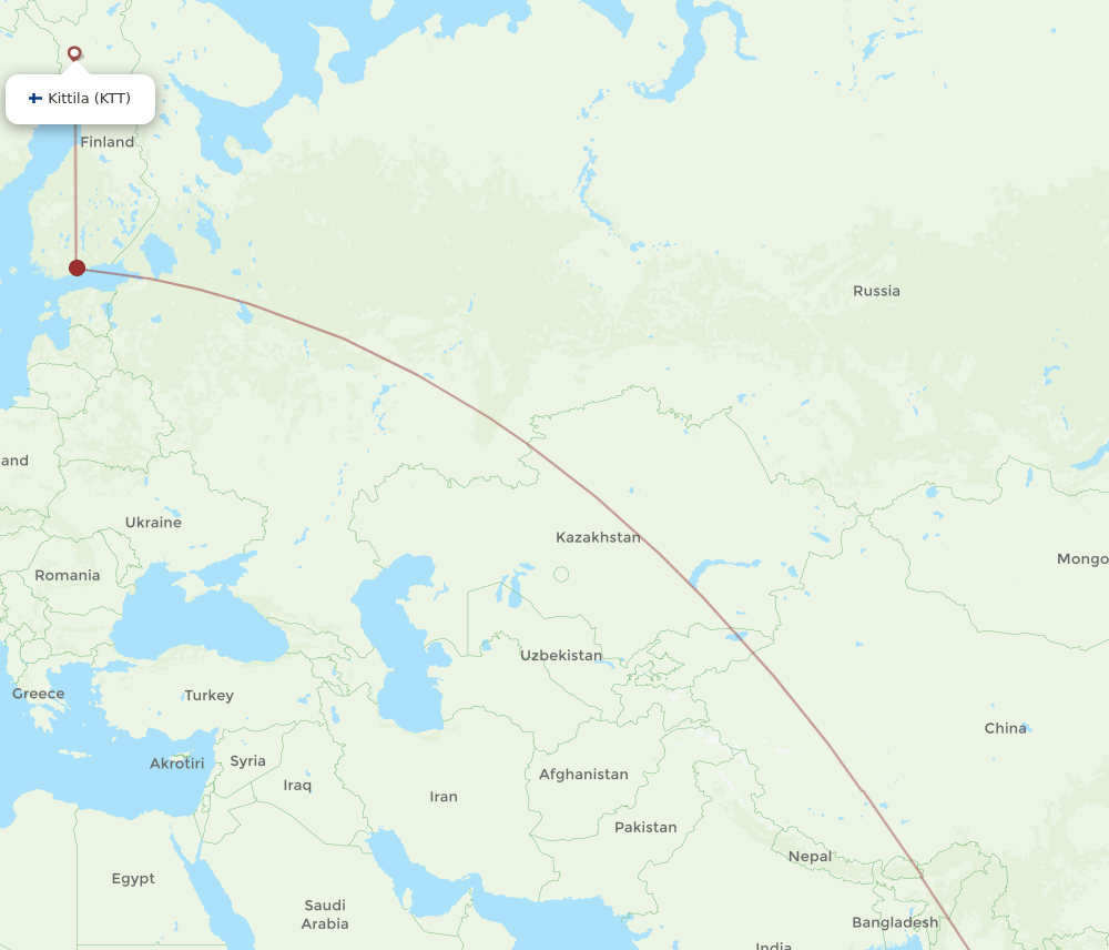 BKK-KTT flight routes