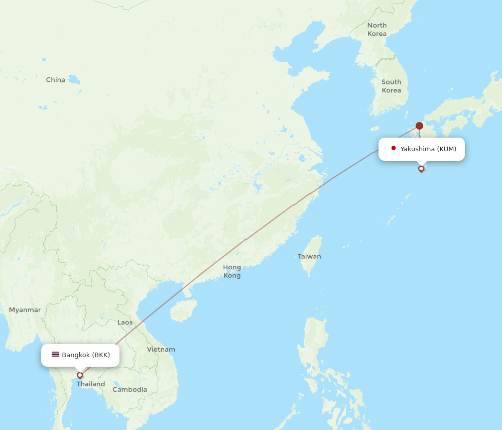 BKK-KUM flight routes
