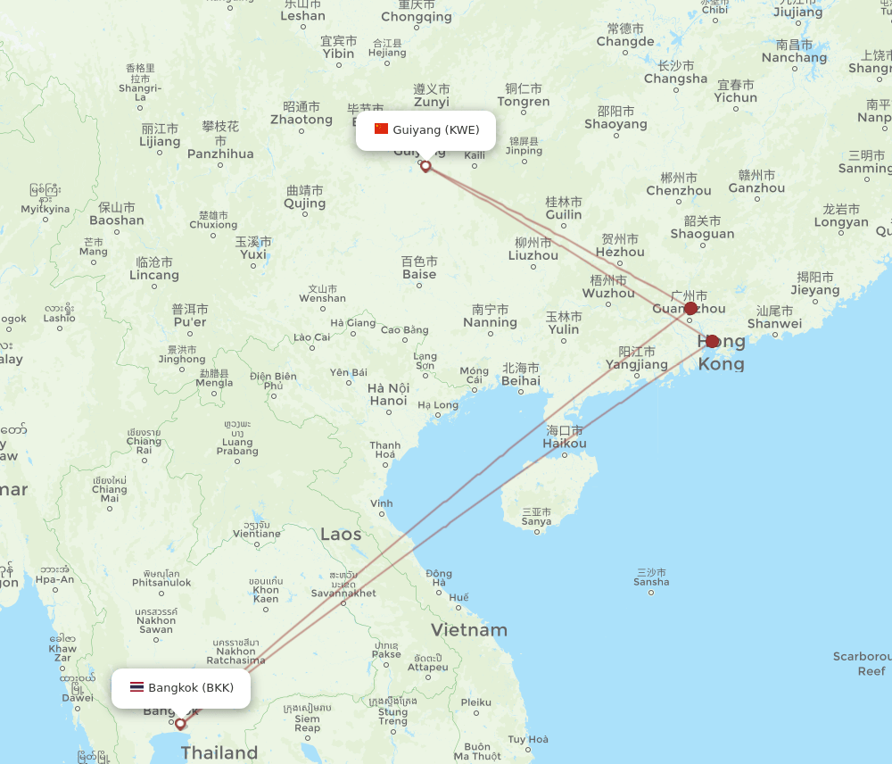 BKK-KWE flight routes