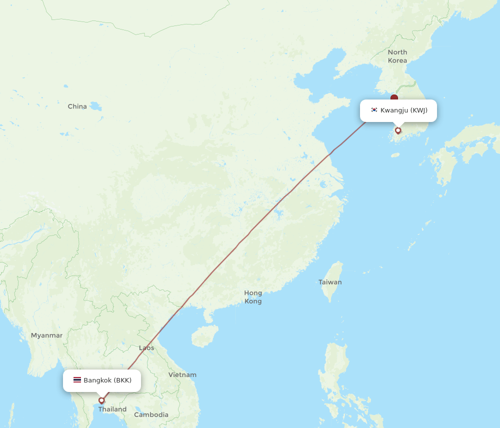 BKK-KWJ flight routes