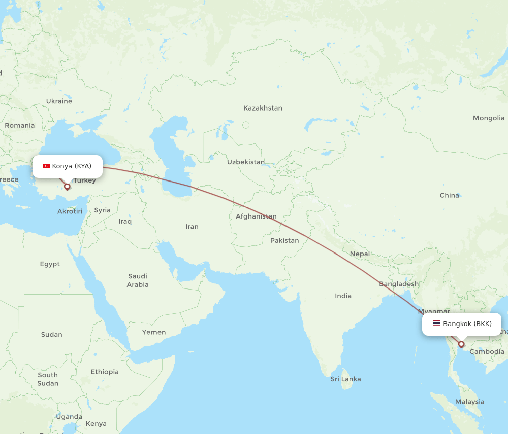 BKK-KYA flight routes