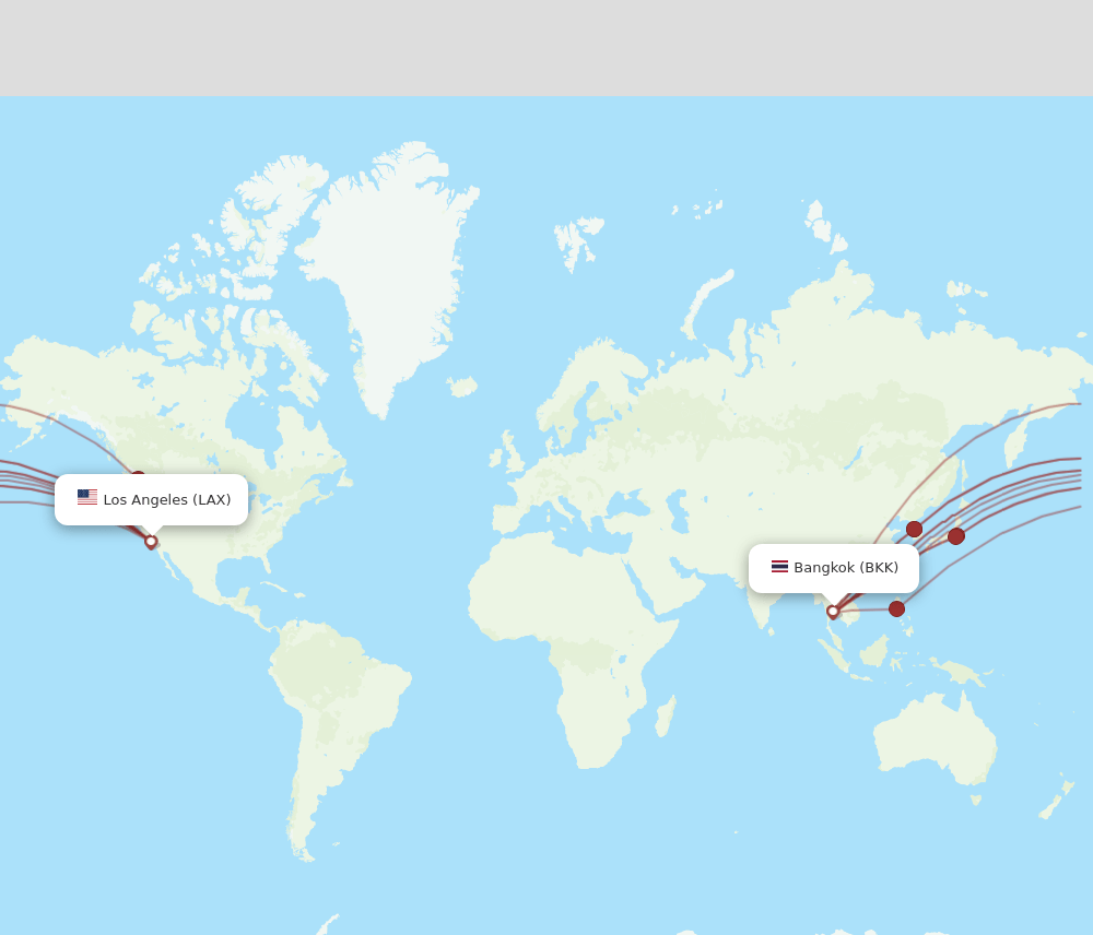 BKK to LAX flights and routes map