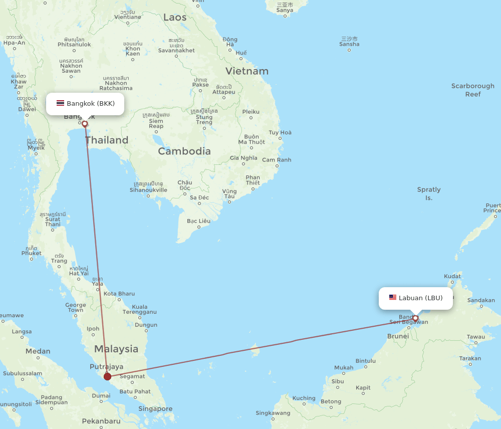 BKK-LBU flight routes
