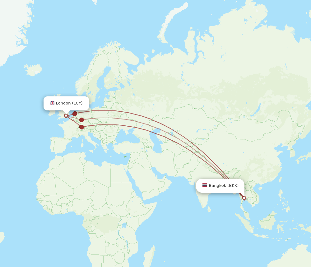 BKK to LCY flights and routes map