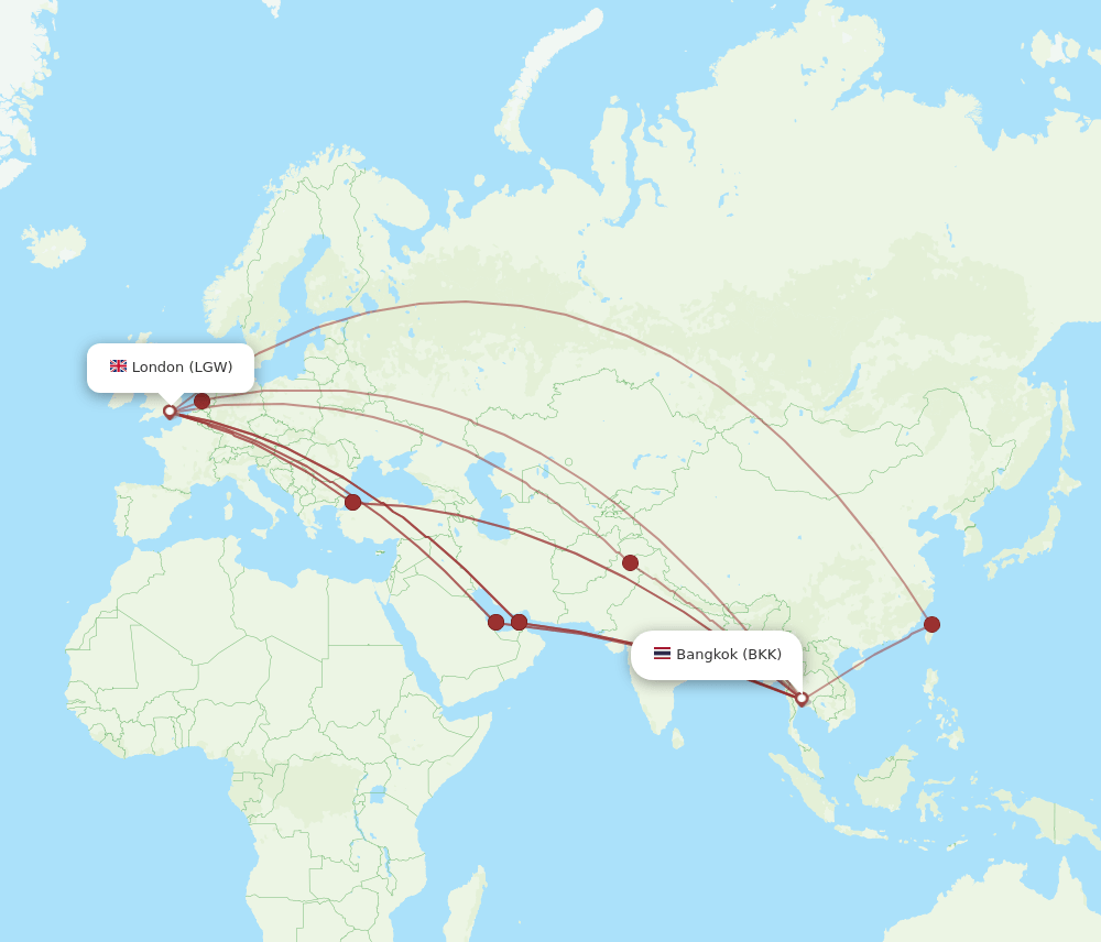 BKK-LGW flight routes