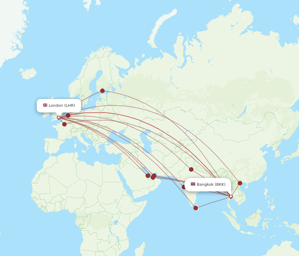 BKK-LHR flight routes