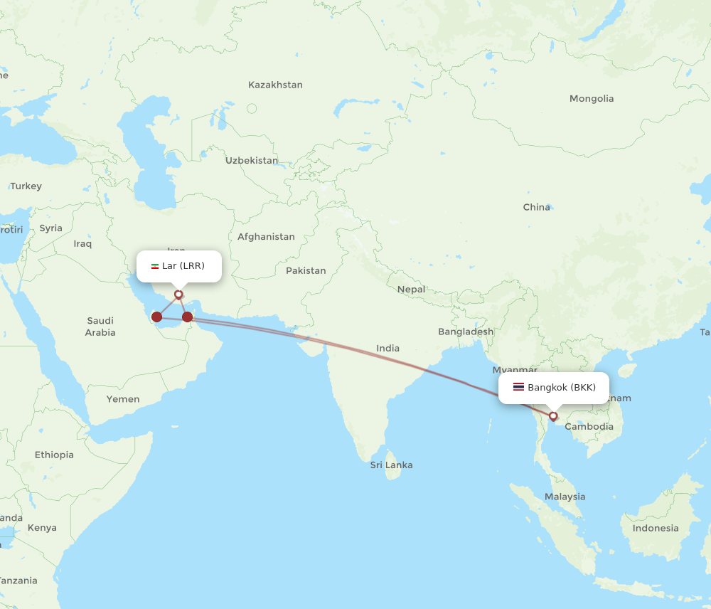 BKK-LRR flight routes