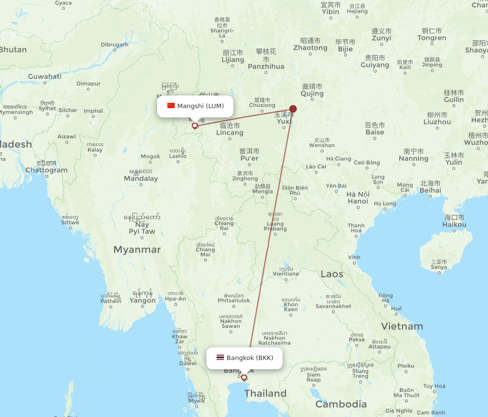 BKK-LUM flight routes