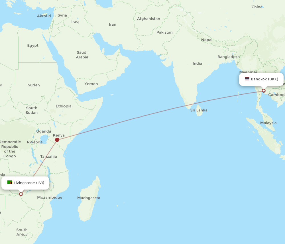 BKK to LVI flights and routes map