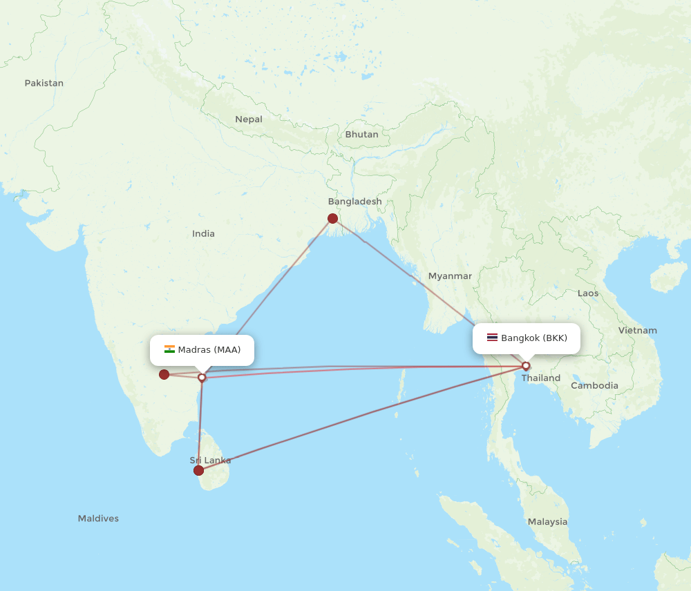 BKK-MAA flight routes