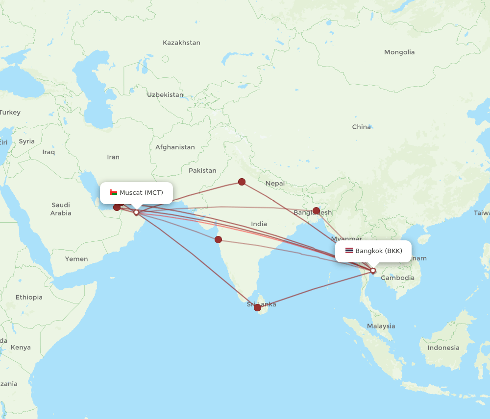 BKK-MCT flight routes