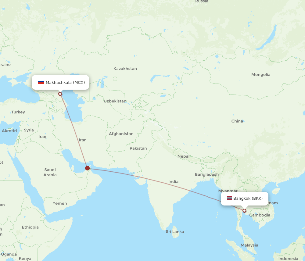 BKK-MCX flight routes