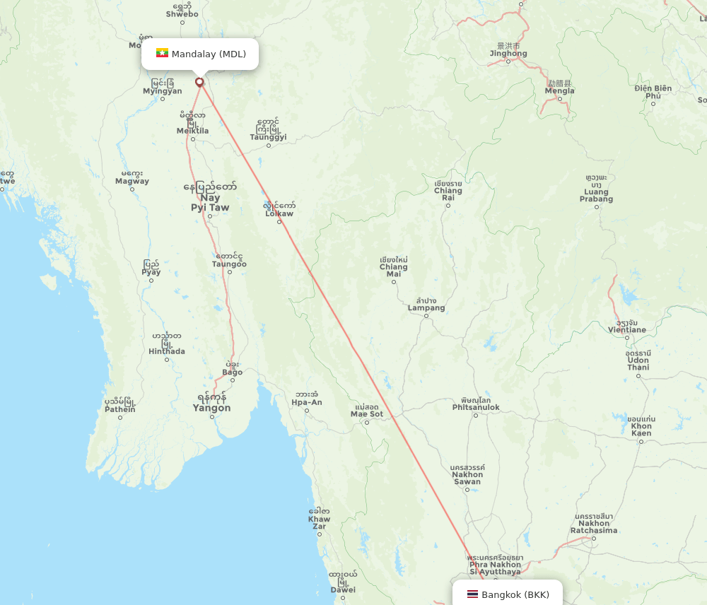 BKK-MDL flight routes