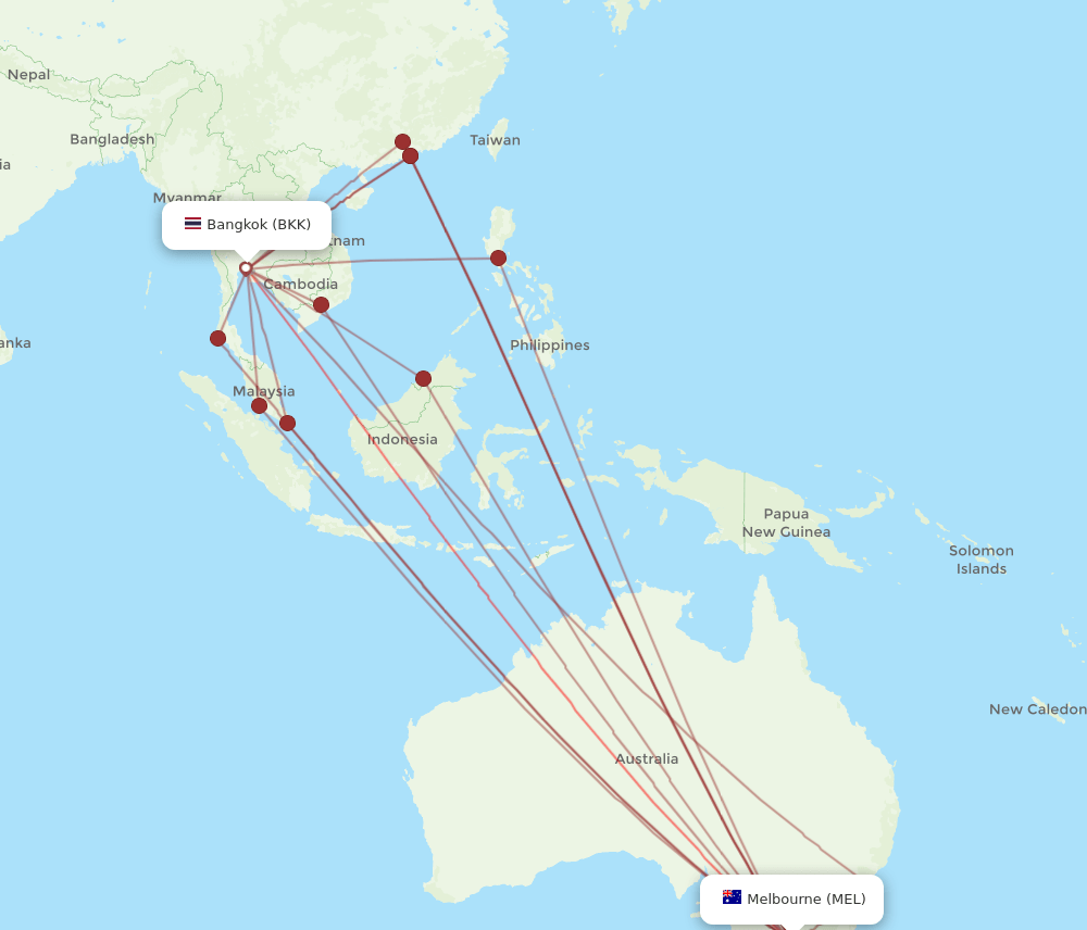 BKK-MEL flight routes