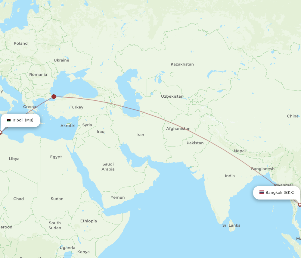 BKK-MJI flight routes