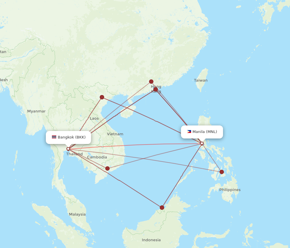 BKK to MNL flights and routes map