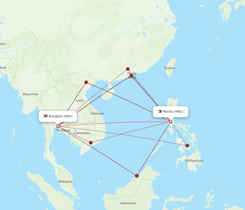 BKK to MNL flights and routes map