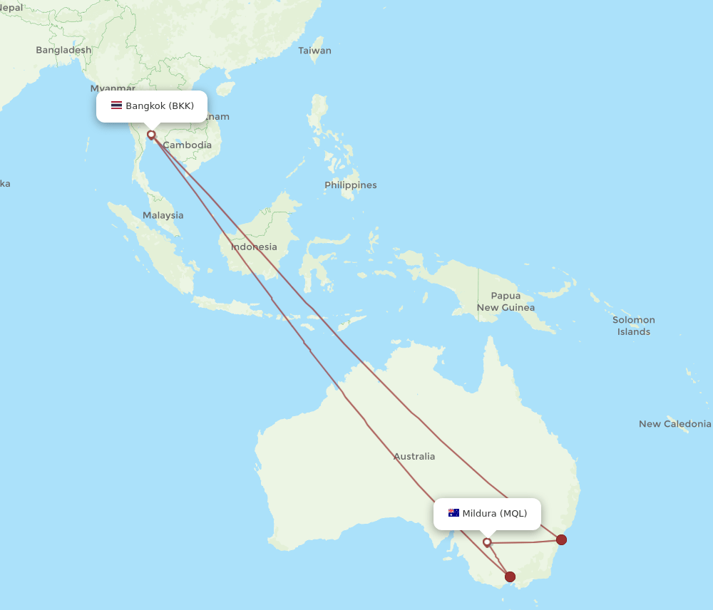 BKK-MQL flight routes