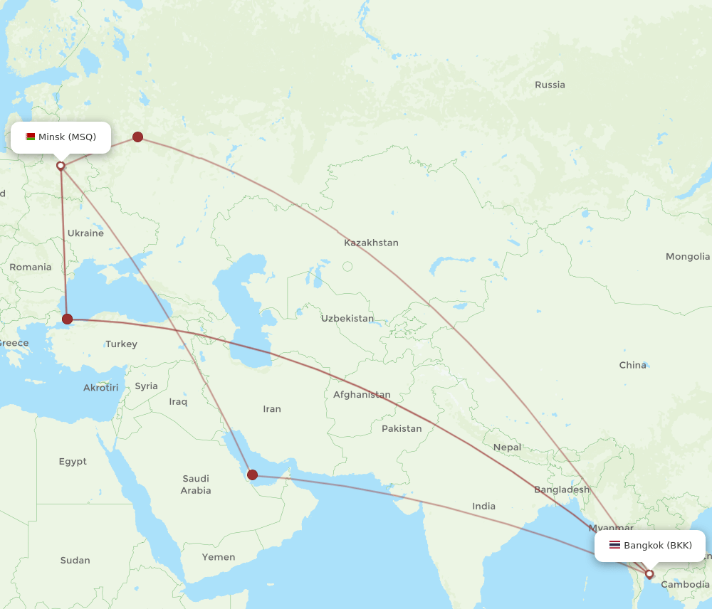 BKK-MSQ flight routes