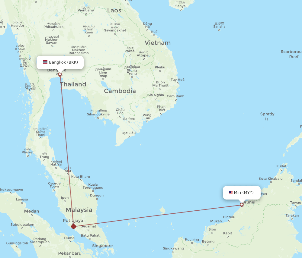 BKK-MYY flight routes