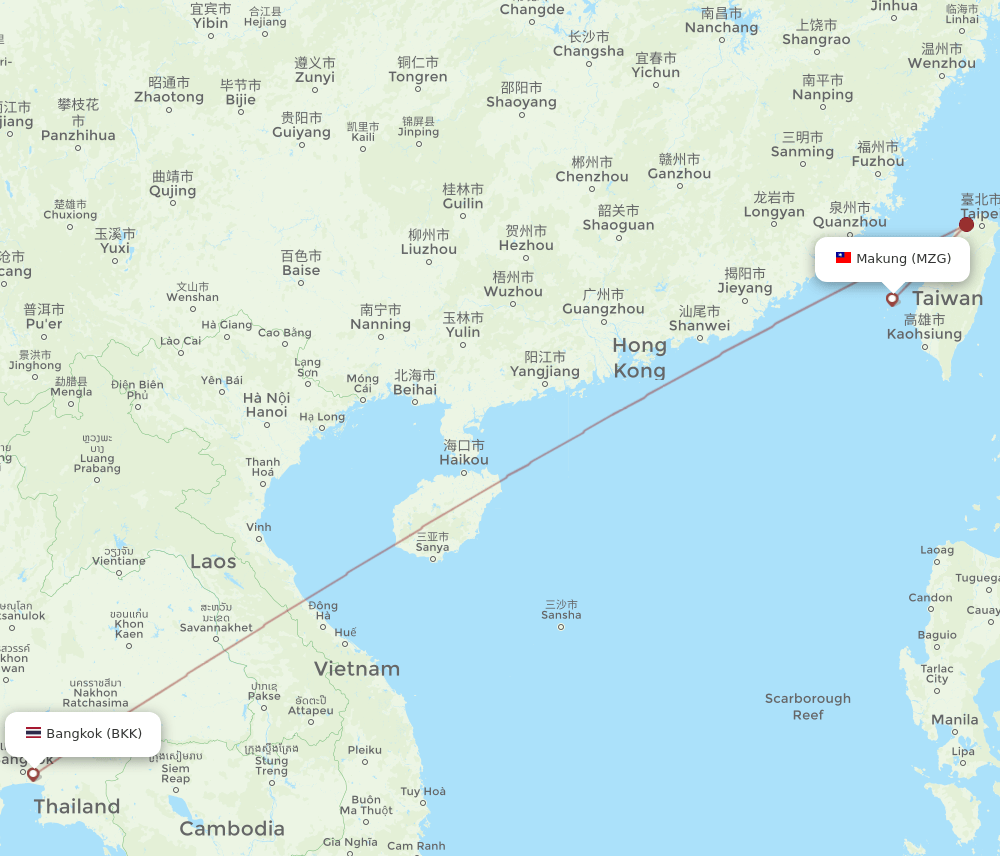 BKK to MZG flights and routes map