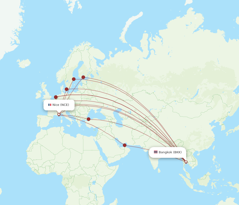 BKK-NCE flight routes