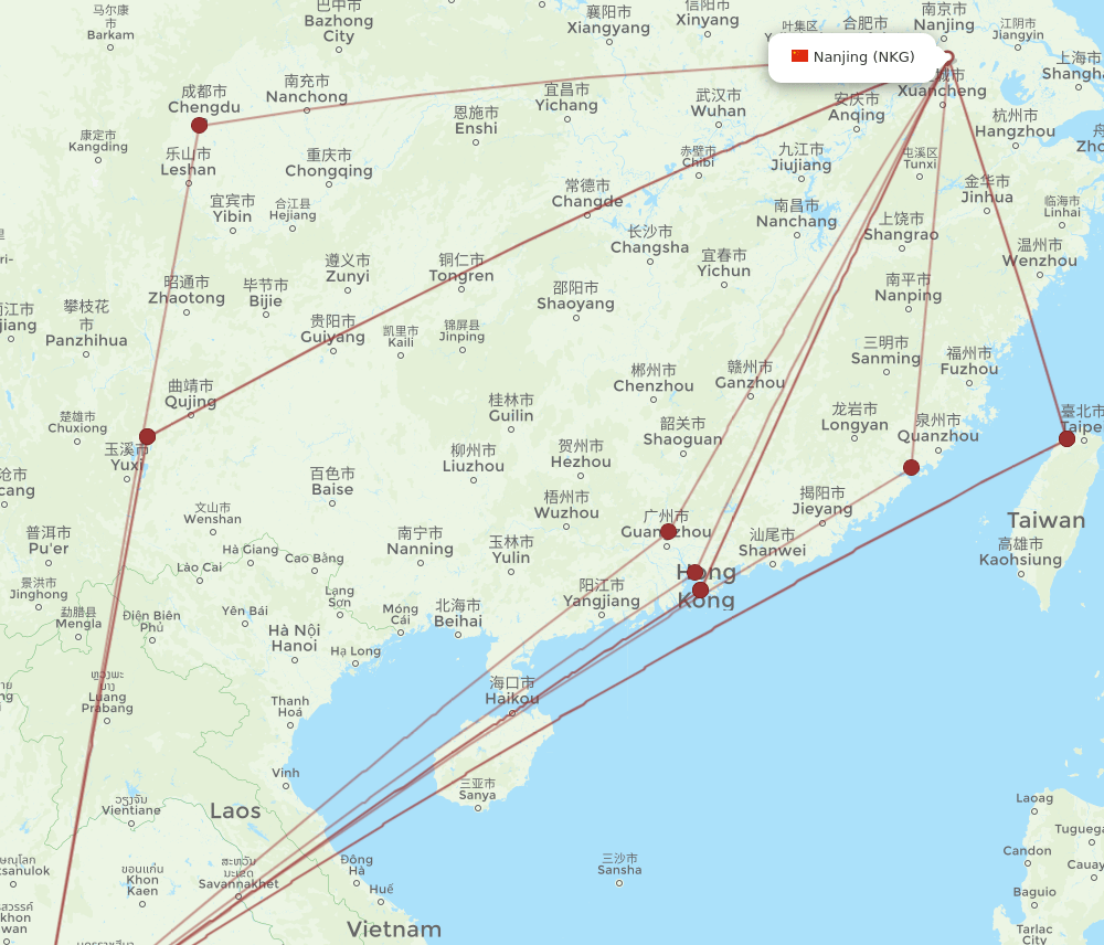 BKK-NKG flight routes
